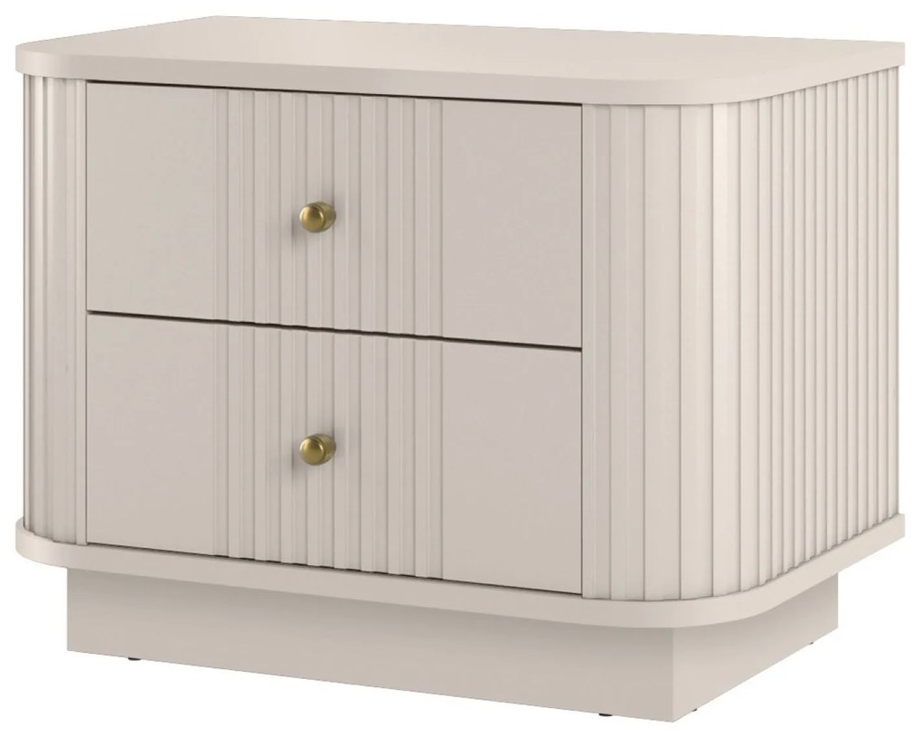 Zestaw szafek nocnych Vesper 56 cm na cokole - kaszmir / złote uchwyty