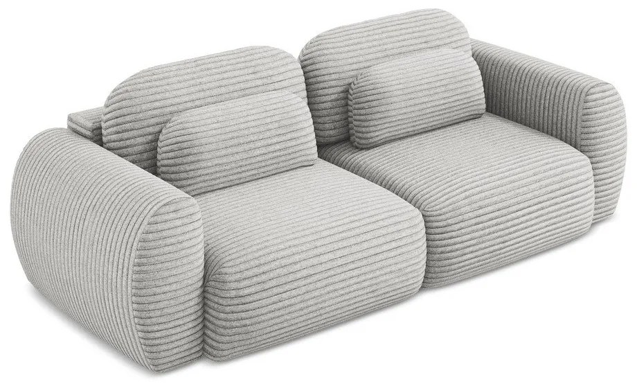 Jasnoszara sztruksowa rozkładana sofa ze schowkiem 266 cm Kini – Makamii