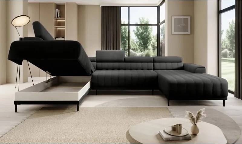 Narożnik CALDO XL Lewostronny z funkcją spania wolnostojący w tkaninie RUN AGAIN 92 WERSAL