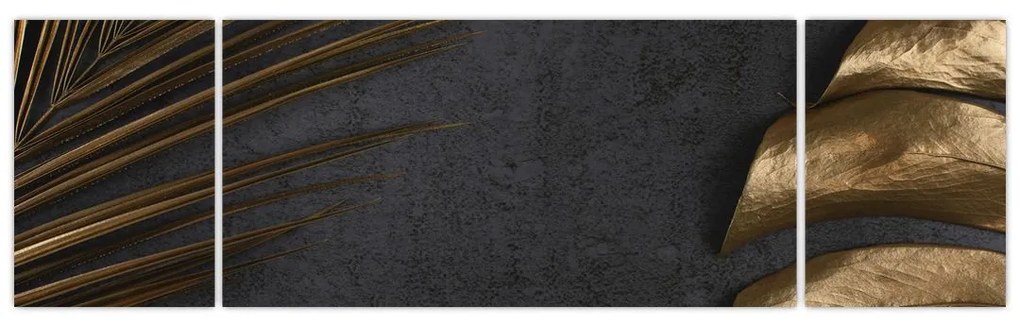 Obraz ze złotymi liśćmi (170x50 cm)