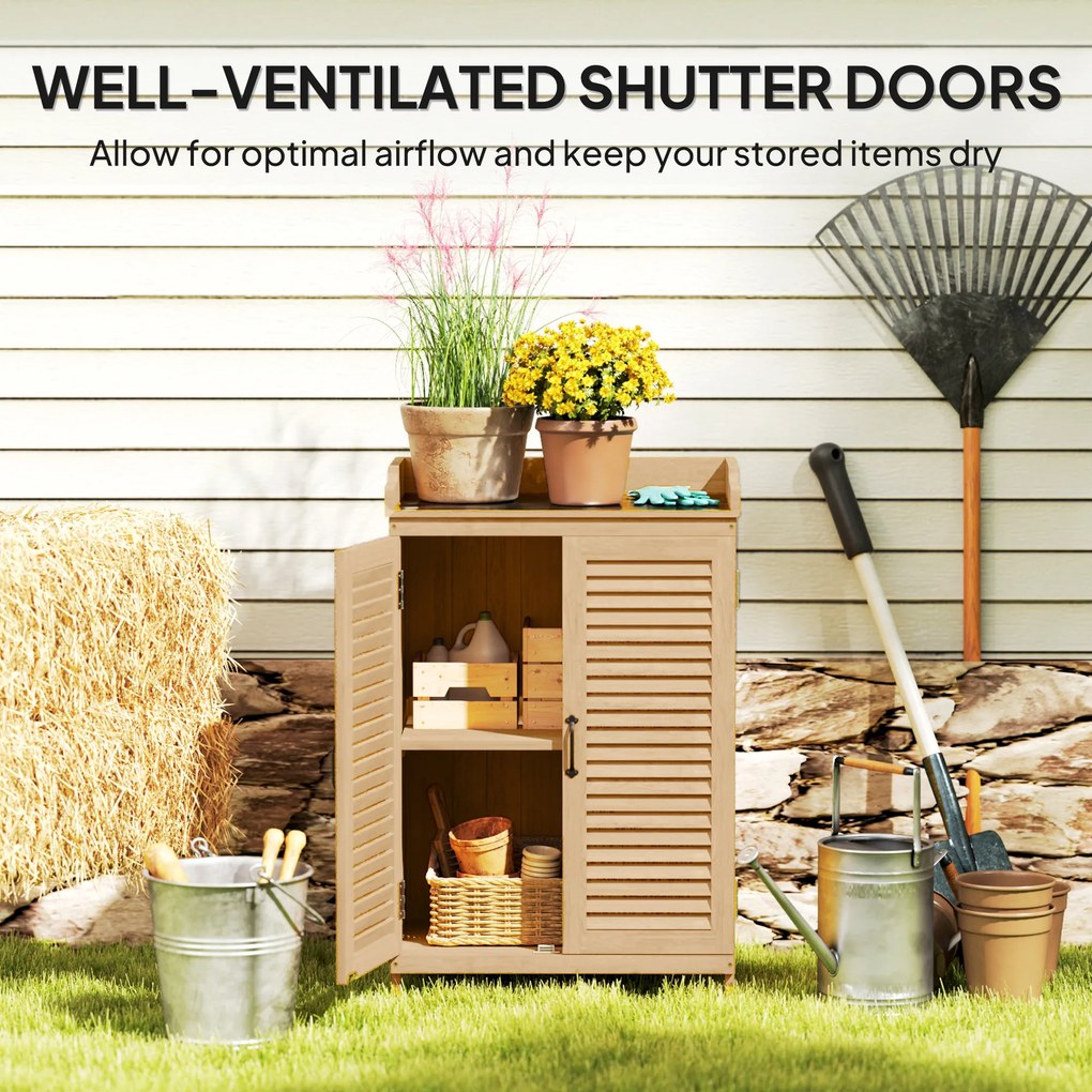 Drewniana Szafka Ogrodowa Outsunny z Powierzchnią Roboczą, Odporna na Warunki Atmosferyczne, 65,5x40x98,5cm Żółta