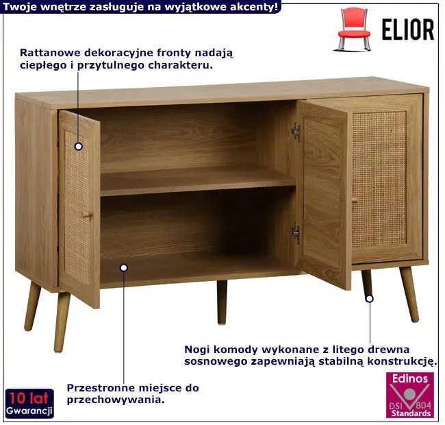 Komoda z potrójnymi drzwiczkami w stylu boho - Iwania 4X