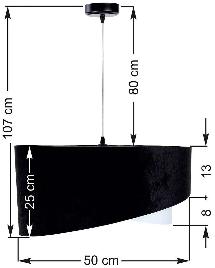 Czarno-biała asymetryczna lampa wisząca - 5X EX981 D2-W83