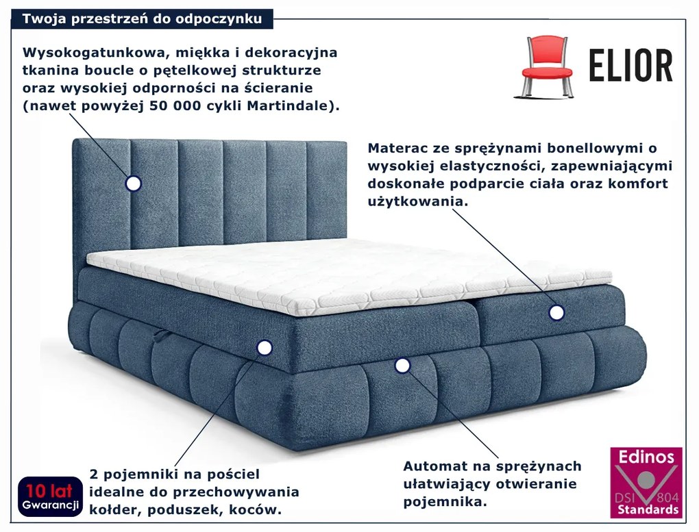 Niebieskie tapicerowane łóżko pikowane 5 rozmiarów L2-B83