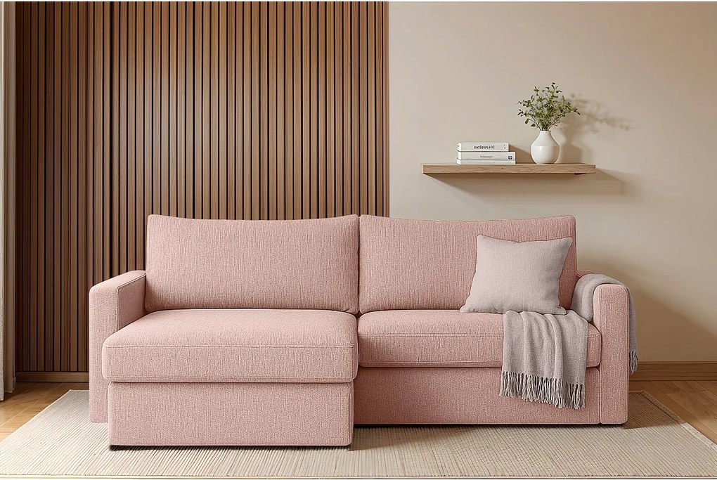 Uniwersalny narożnik Faro Mini z funkcją spania, do salonu, Faro, różowy