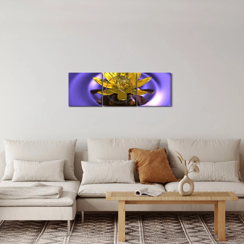Obraz - Lilia wodna (z zegarem) (90x30 cm)