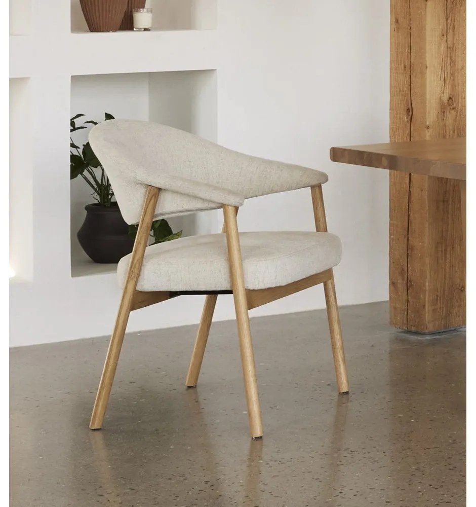 Kremowe krzesła z litego drewna dębowego z podłokietnikami zestaw 2 szt. Elk – Unique Furniture
