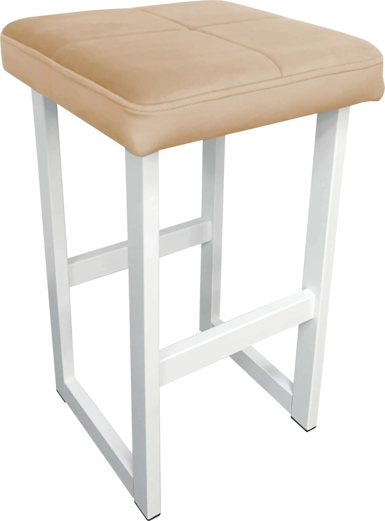 Hoker ALEX krzesło barowe tkanina Welur podstawa metalowa : Kolor Stelaża - Biały, Kolor tkaniny - VELVET - MG06, Wysokość - 60 cm