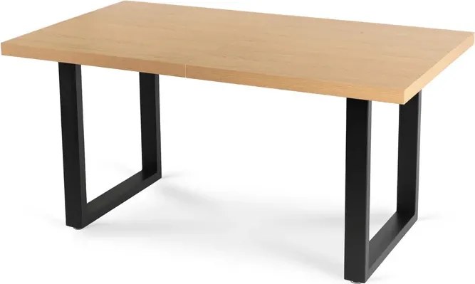 Stół Prostokątny Rozkładany EDWIN 160-260 cm Dąb Złoty/Czarny do Jadalni Loft