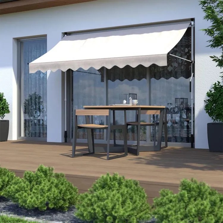 Markiza przeciwsłoneczna, regulowana AW-016 na taras, balkon, beżowa, 200x120 cm