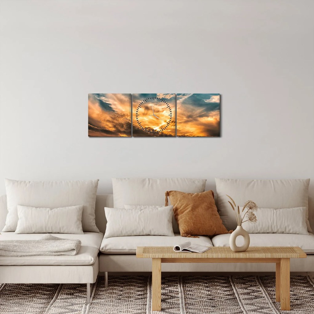 Obraz chmur (z zegarem) (90x30 cm)