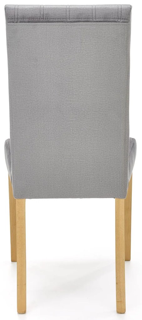 Krzesło drewniane tapicerowane DIEGO 3 dąb miodowy velvet pikowany Pasy MONOLITH 85 (jasny popiel)