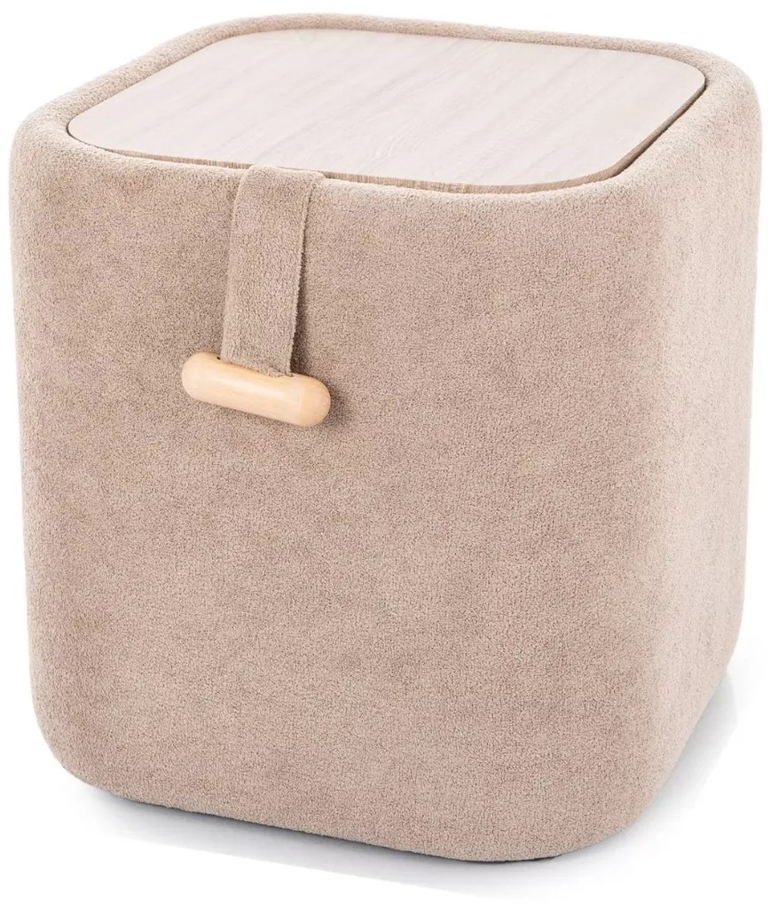 Beżowy taboret NAP z miejscem do przechowywania 37x37 cm