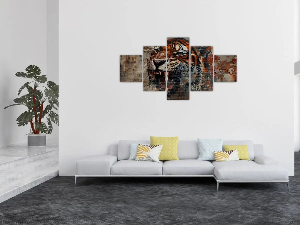 Obraz - Tygrys z cegieł (125x70 cm)