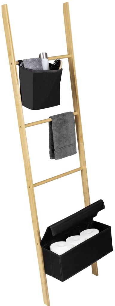 Wieszak na ręczniki, drabina z 2 przegródkami, bambus, Ecori, WENKO