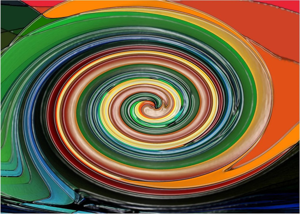 Abstrakcyjny obraz - kolorowa spirala (70x50 cm)