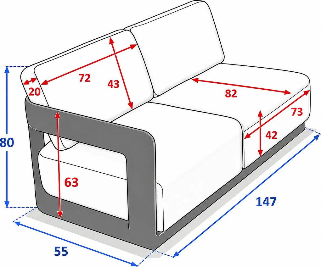 Luksusowy zestaw narożnikowy aluminiowy dla 5 osób ELYSIUM (beżowy)