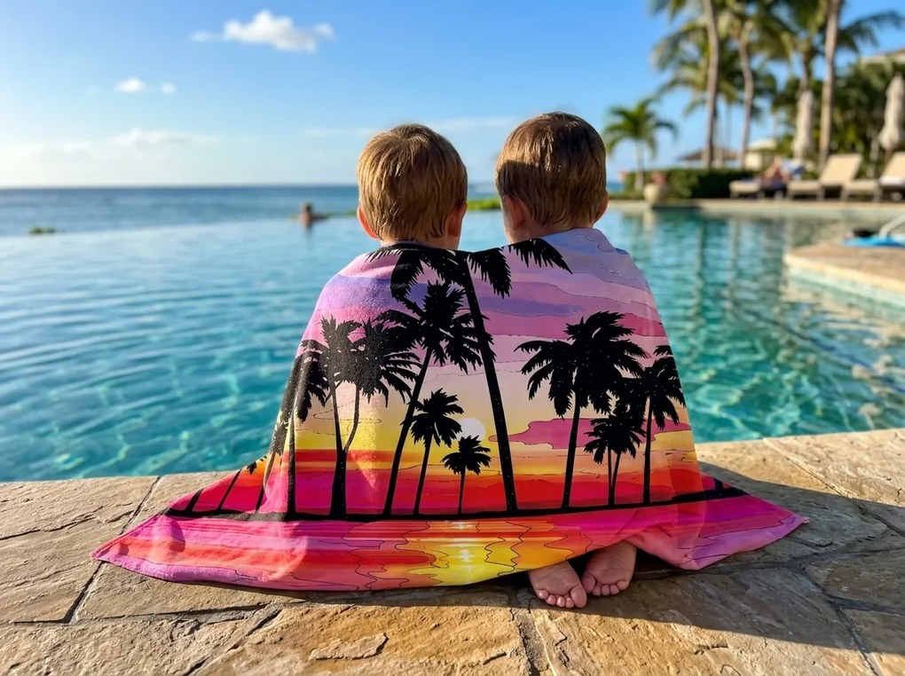 Szybkoschnący Ręcznik plażowy XXL SERIVA kolorowy 150 x 210 cm, 100% mikrofibra