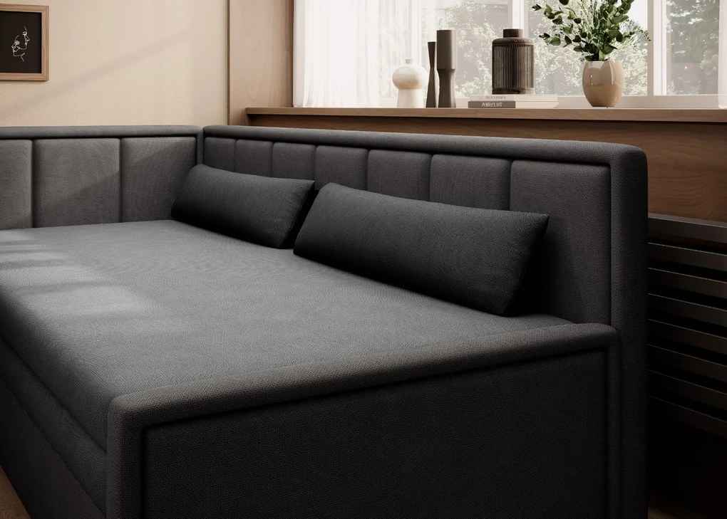 Sofa rozkładana z funkcją spania FULGEO czarna/szara lewa ELTAP