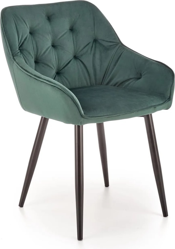 Aksamitny fotel do jadalni z podłokietnikami K487