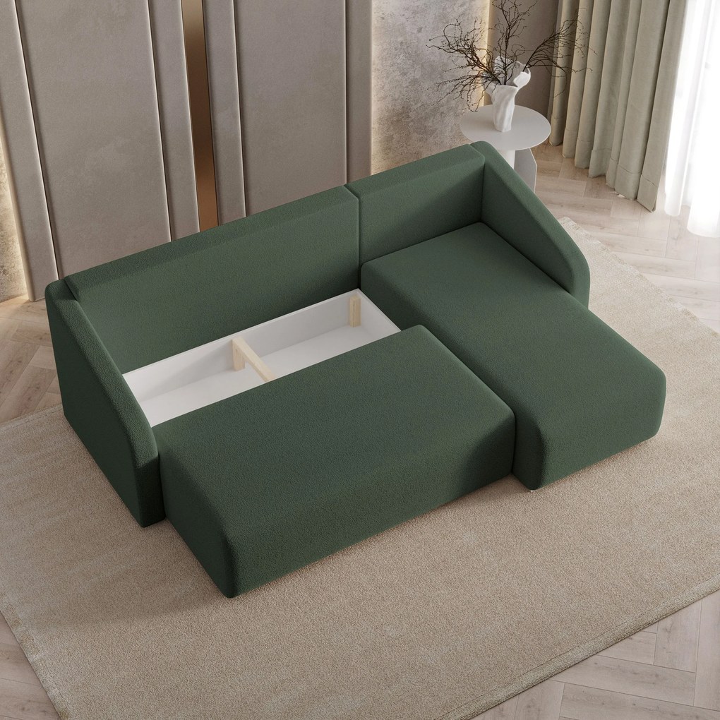 Masseno Narożnik MARELLO z funkcją spania i pojemnikiem na pościel Narozniki L, Rozkładana sofa - Zielony, QUELLE 37