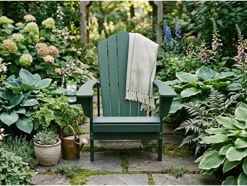 Zielony plastikowy fotel ogrodowy Adirondack – Bonami Selection