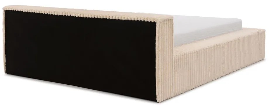 Beżowe tapicerowane łóżko dwuosobowe ze schowkiem ze stelażem 160x200 cm Cloe – Ropez