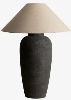 Lampa Stołowa Z Lnu I Włókna Szklanego Selivan Grafitowa Szarość - Sklum