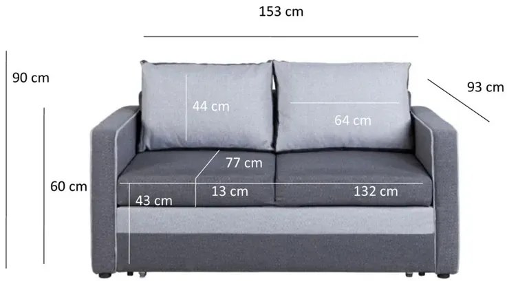 Popielata rozkładana sofa z pojemnikiem - Irlo