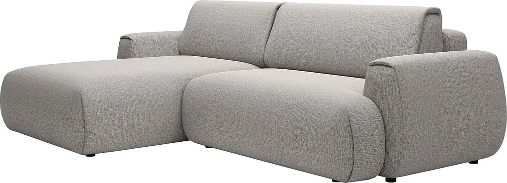 Kanapa narożna rozkładana z tkaniny szenilowej w kolorze szarym MONELIA