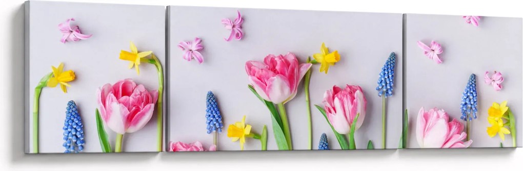 Obraz wiosennych kwiatów (170x50 cm)