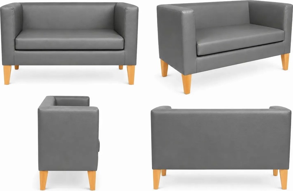 Sofa Monaco : Kolor nogi - Drewno, Kolor tkaniny - EKO-SKÓRA - 23D, Typ tkaniny - Eko-skóra , Wysokość nogi - 20 cm