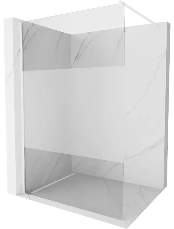 Mexen Kioto ścianka prysznicowa Walk-in 90 x 200 cm, transparent/szron 8 mm, biała - 800-090-101-20-35