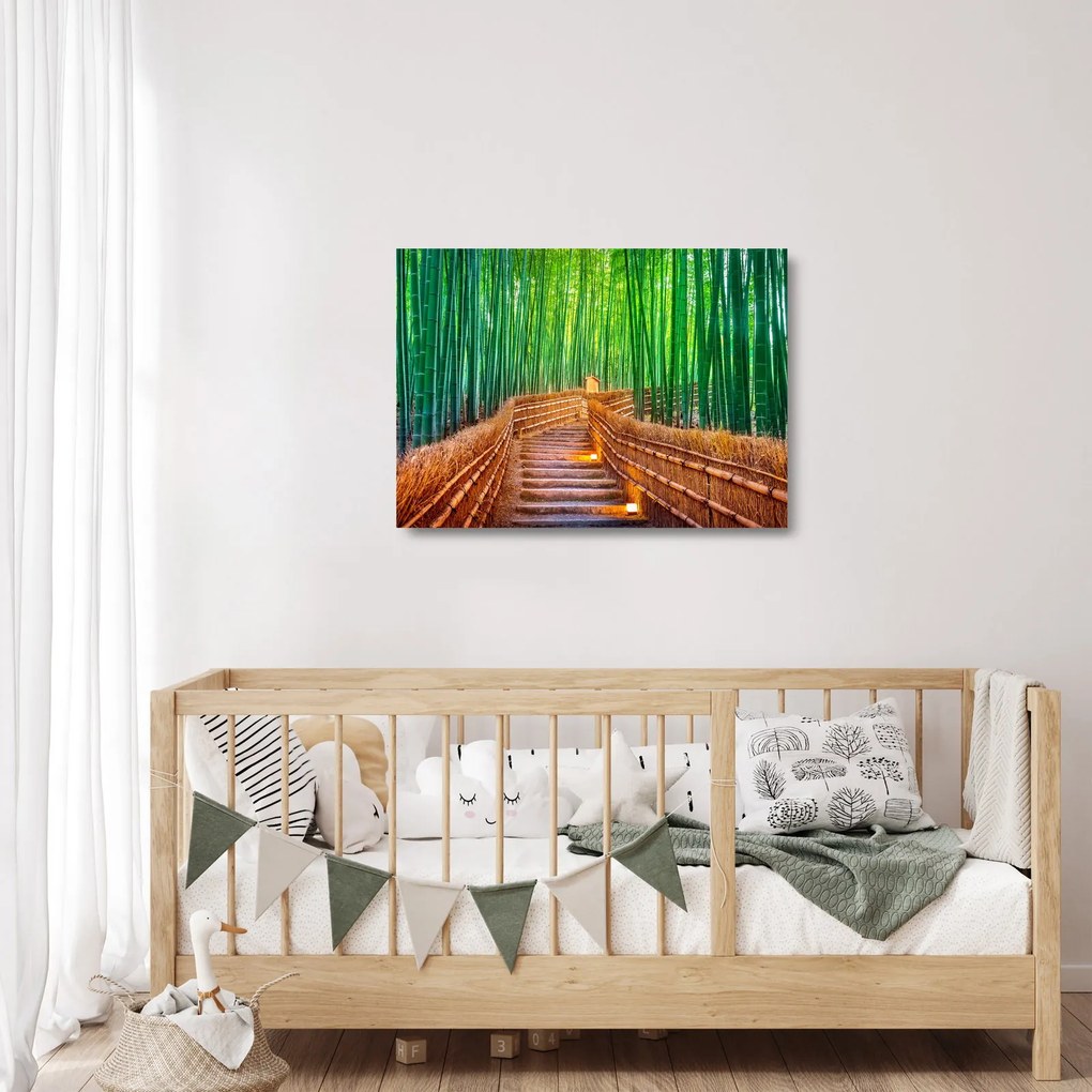 Obraz na szkle - Japoński las bambusowy (70x50 cm)