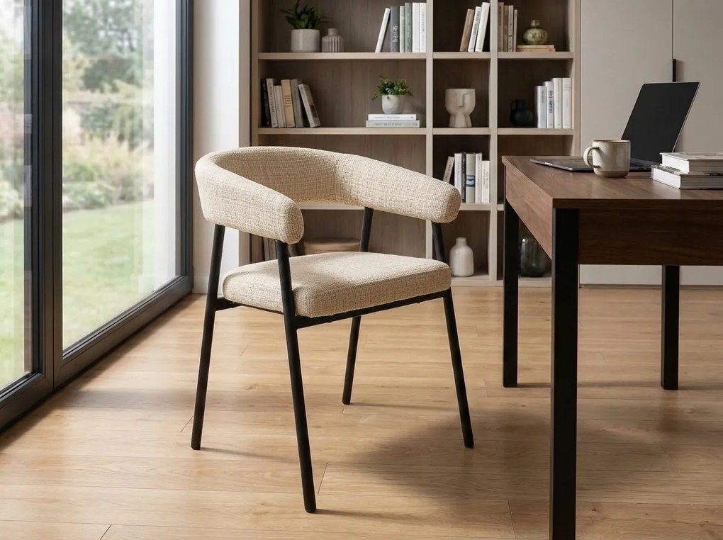 Krzesło do jadalni KATANA z czarnymi nogami, beżowe