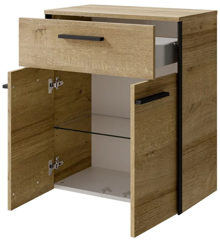 Niska wisząca szafka łazienkowa w dekorze dębu w naturalnym kolorze 72x60 cm Quickset 395 – Pelipal