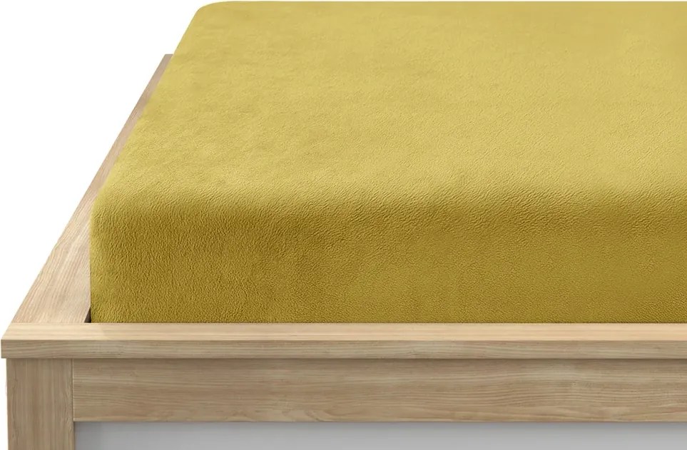 PrzytulneMieszkanie.pl Prześcieradło z mikropluszu SOFT 90x200 cm musztardowe