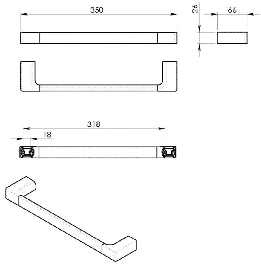 GEDY PI213587 Pirenei uchwyt na ręcznik 35 x 6,6 cm, złoty