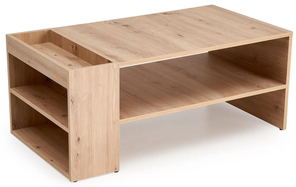 Prostokątna ława z dodatkowymi półkami dąb artisan 100/55/42 MURCIA