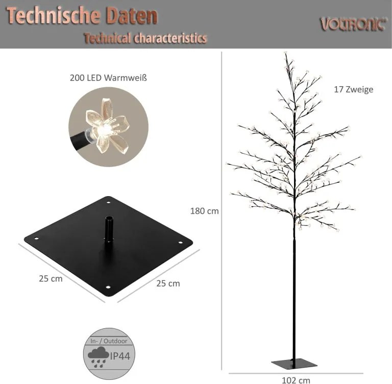 VOLTRONIC Kwiat Wiśni 180 cm z oświetleniem