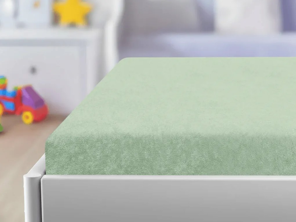 PrzytulneMieszkanie.pl Prześcieradło frotte do łóżeczka zielone 70x140 cm