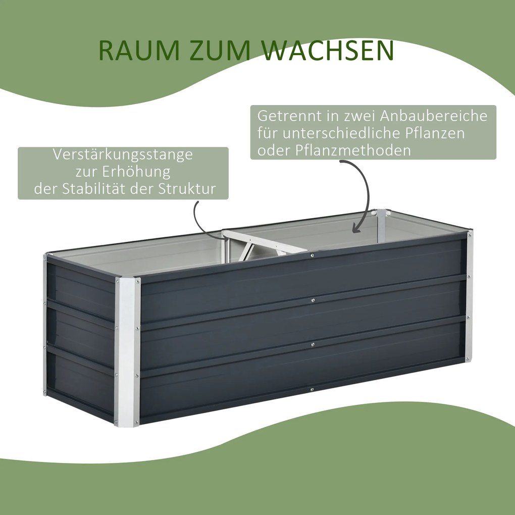 Outsunny podwyższona grządka, 125 cm x 47 cm x 40 cm