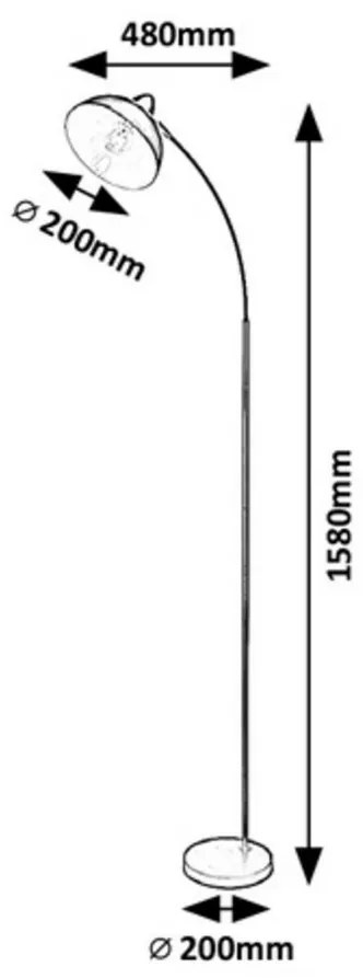 Rabalux 5241 lampa stojąca Daron, chrom satynowy