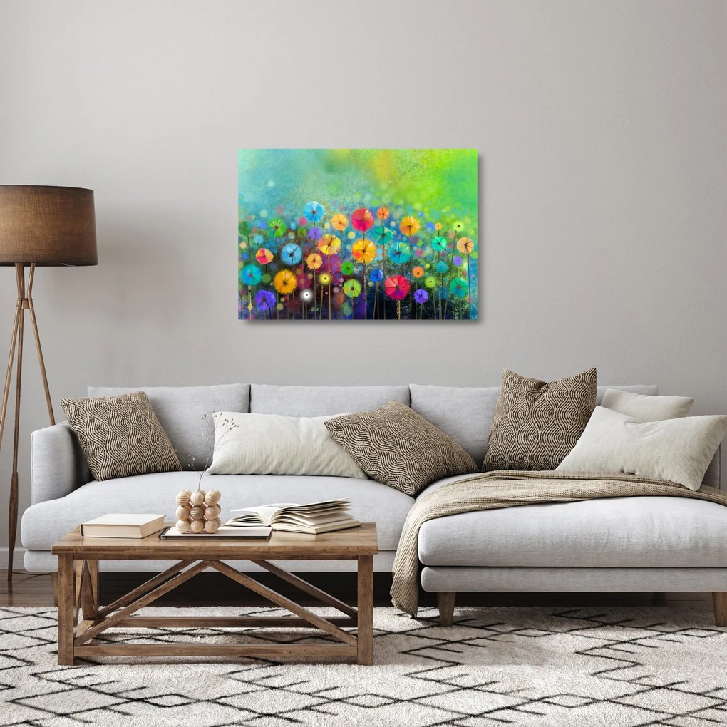 Obraz na szkle - Abstrakcyjne kwiaty (70x50 cm)