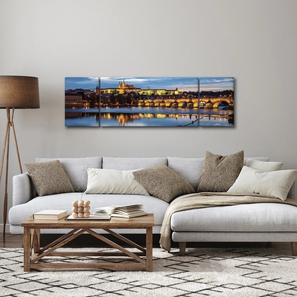 Obraz Zamku Praskiego i Mostu Karola (170x50 cm)