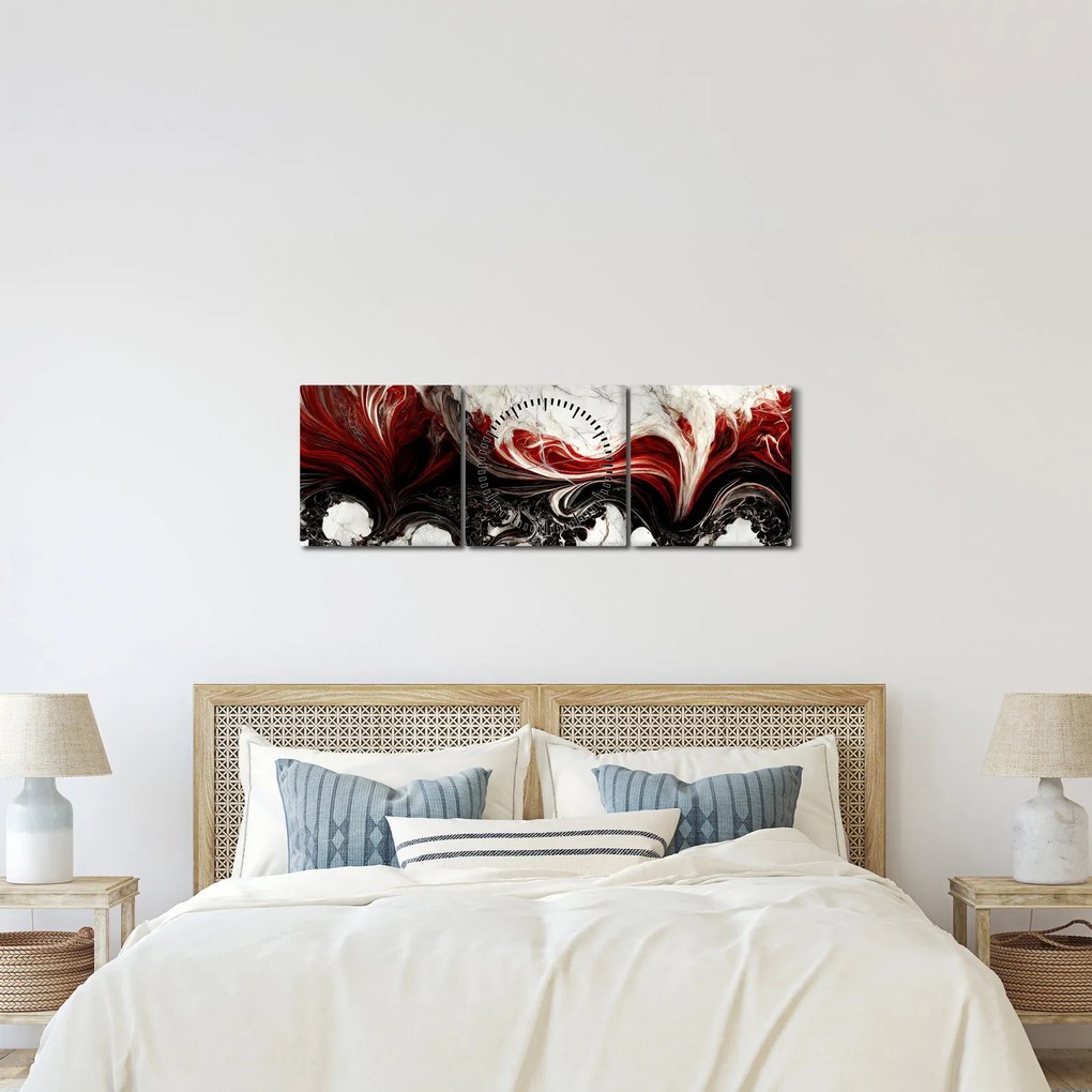 Obraz - Nowoczesna abstrakcja (z zegarem) (90x30 cm)