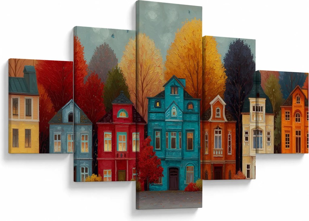 Obraz - Malowane jesienne miasto (125x70 cm)