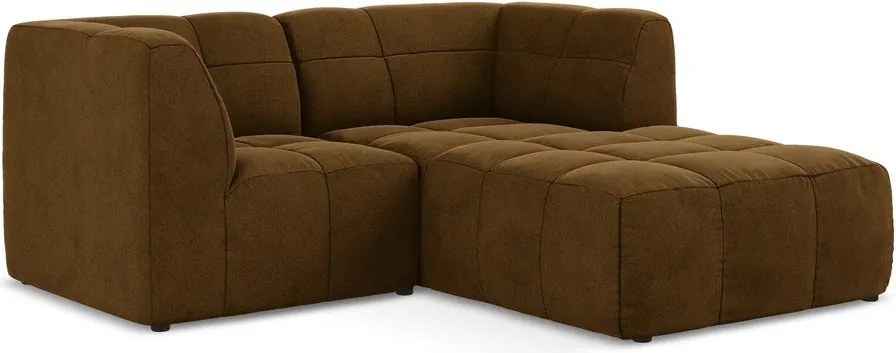 Musztardowy aksamitny narożnik (prawostronny/z szezlongiem) Aloha – Makamii