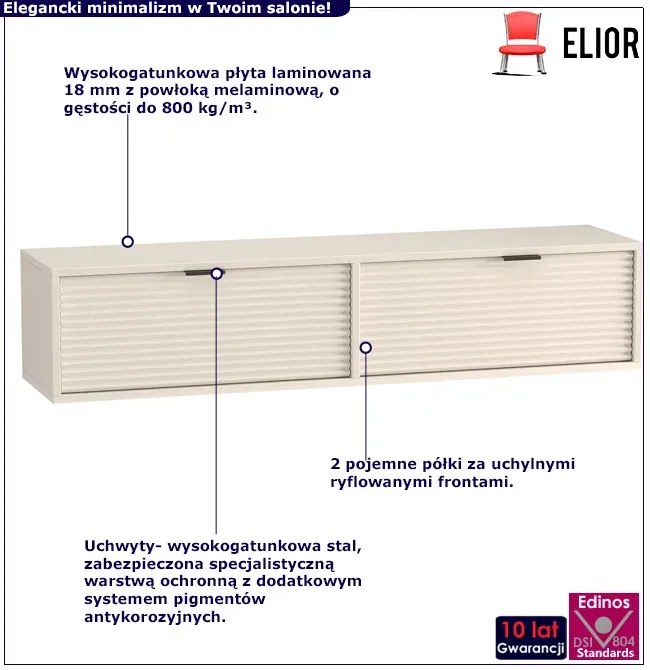 Kaszmirowa ryflowana szafka RTV wisząca P0-L55