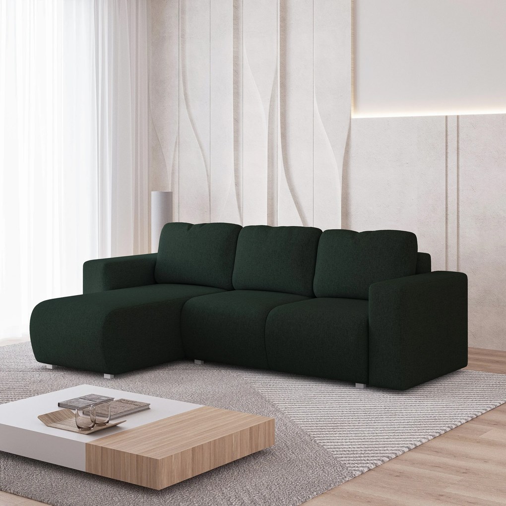 Masseno Narożnik RINOVA z funkcją spania i pojemnikiem na pościel Narozniki L, Rozkładana sofa - Zielony, NEVE 37